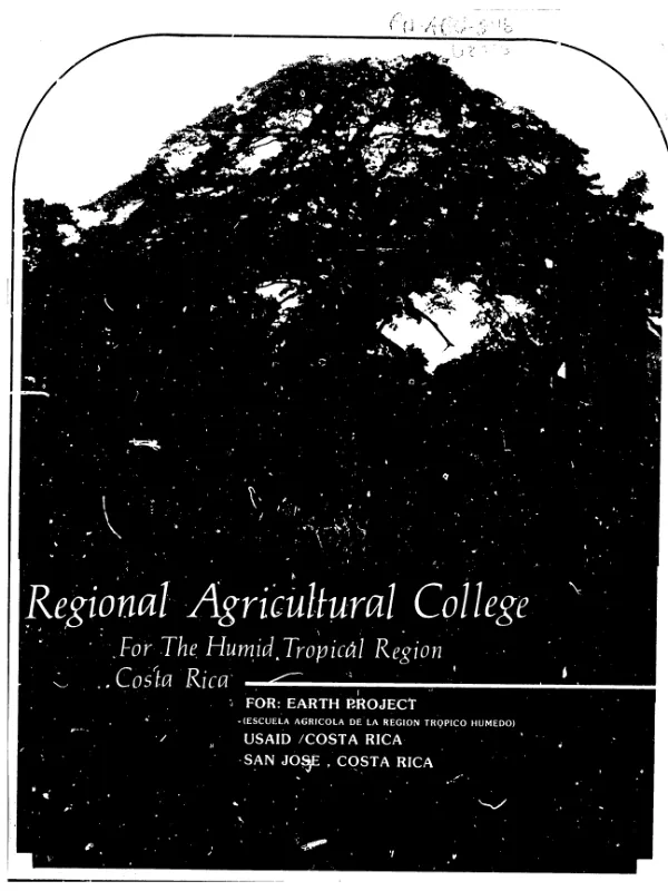 Architectural and engineering consideration for master plan development for 400 students with expansion to 800 students, agricultural school at the Atlantic Water Shed, Costa Rica