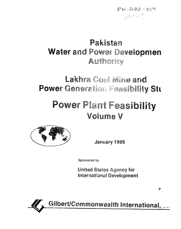 Lakhra coal mine and power generation feasibility study : power plant feasibility, volume V