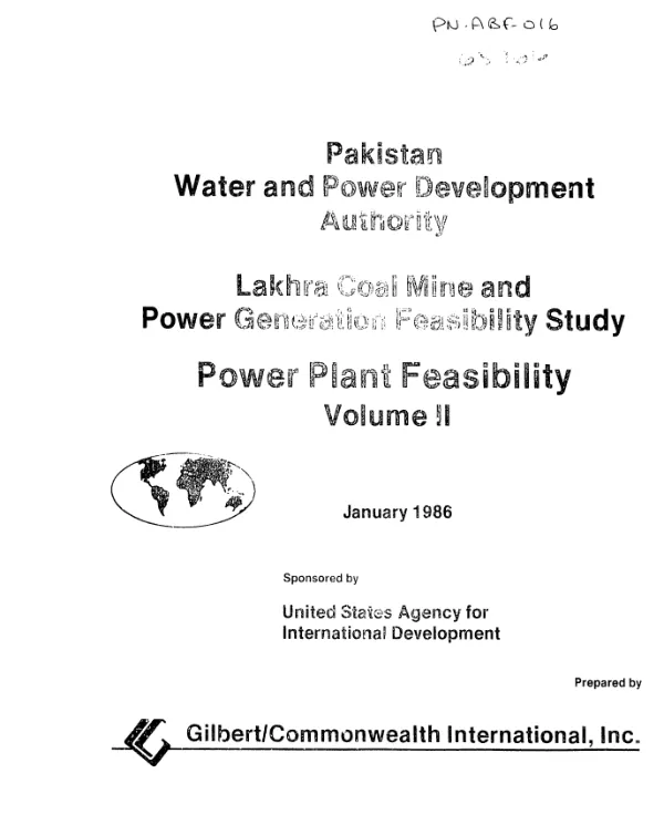 Lakhra coal mine and power generation feasibility study : power plant feasibility, volume II