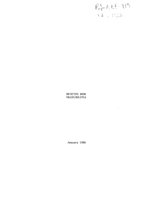 Briefing book : USAID/Bolivia
