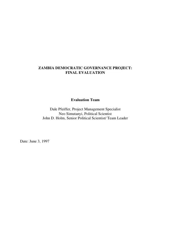 Zambia democratic governance project : final evaluation
