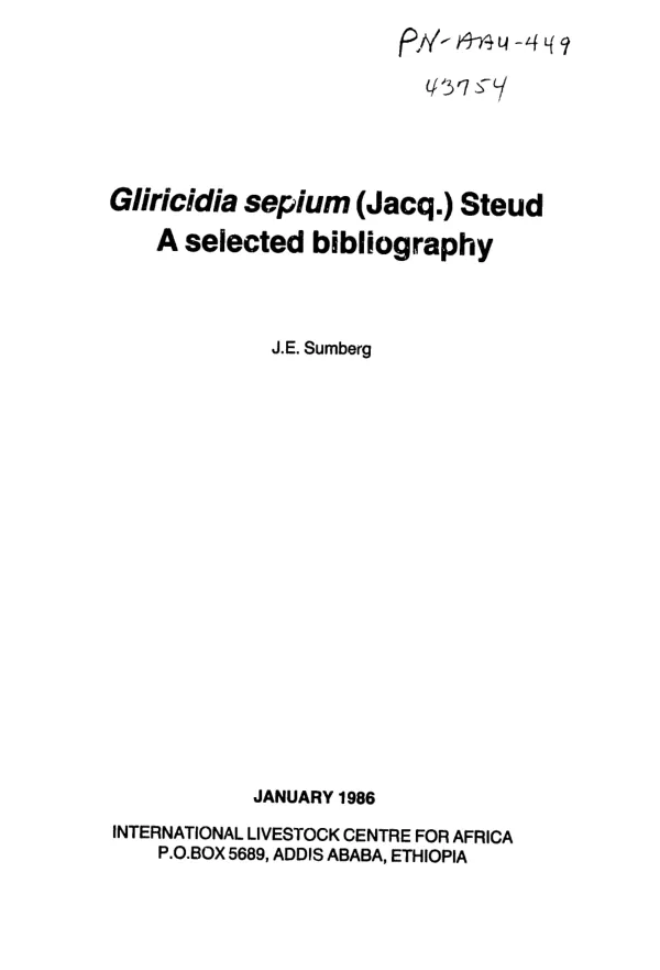 Gliricidia sepium (Jacq.) Steud : a selected bibliography