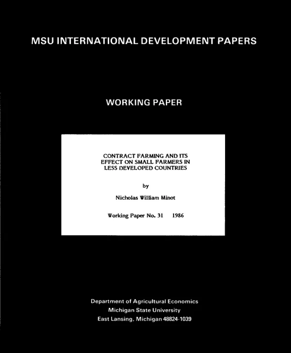 Contract farming and its effect on small farmers in less developed countries