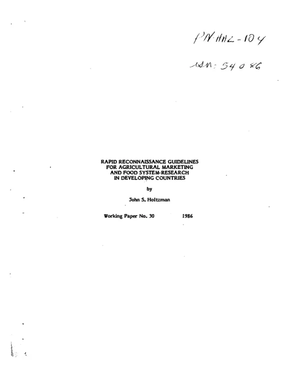 Rapid reconnaissance guidelines for agricultural marketing and food system research in developing countries