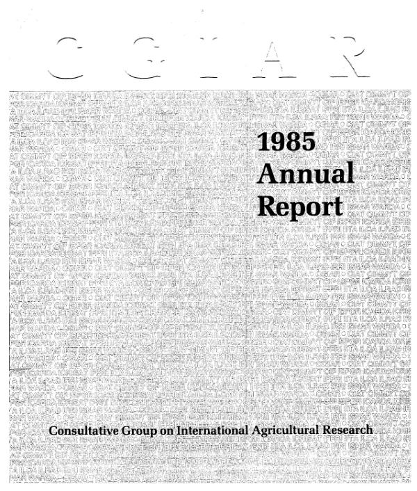 1985 annual report : Consultative Group on International Agricultural Research