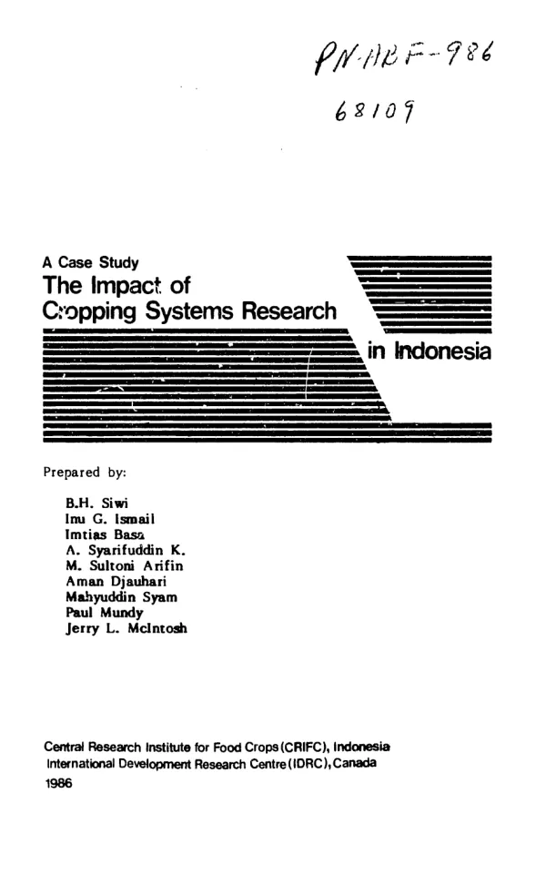 Case study : the impact of cropping systems research in Indonesia