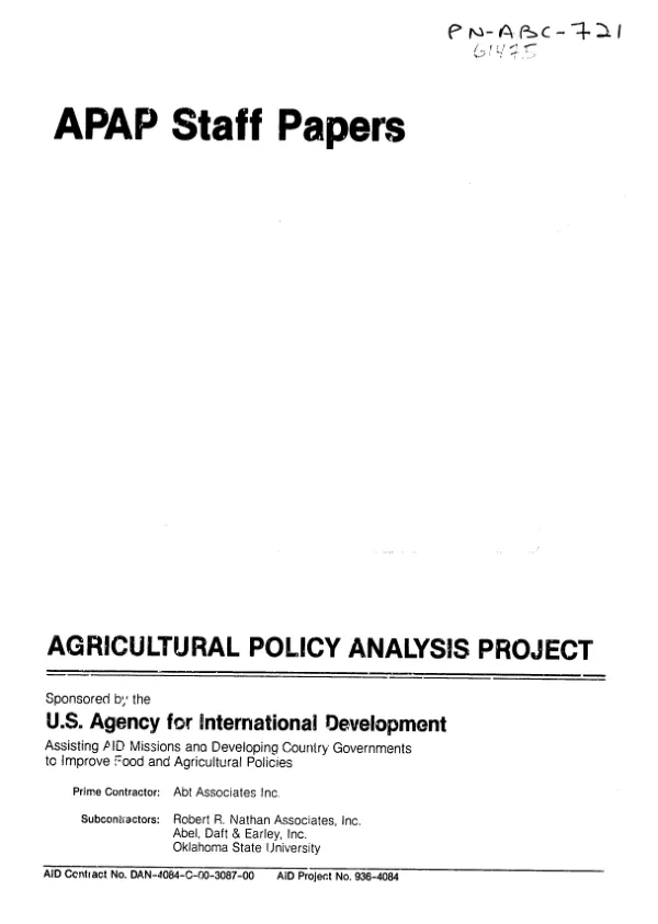 Improving the institutional capability for agricultural policy analysis in Zambia