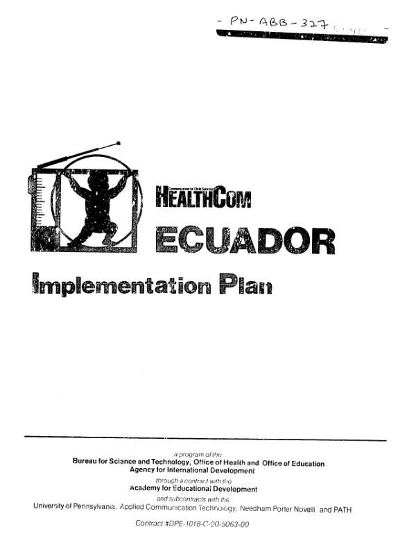 HEALTHCOM, Ecuador : implementation plan