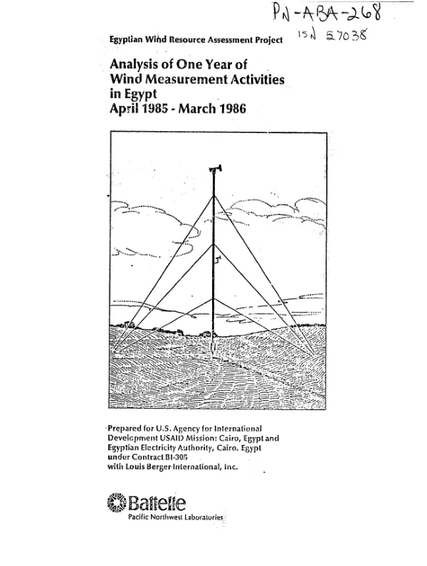 Analysis of one year of wind measurement activities in Egypt : April 1985-March 1986