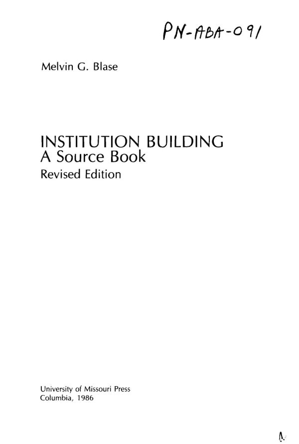 Institution building : a source book