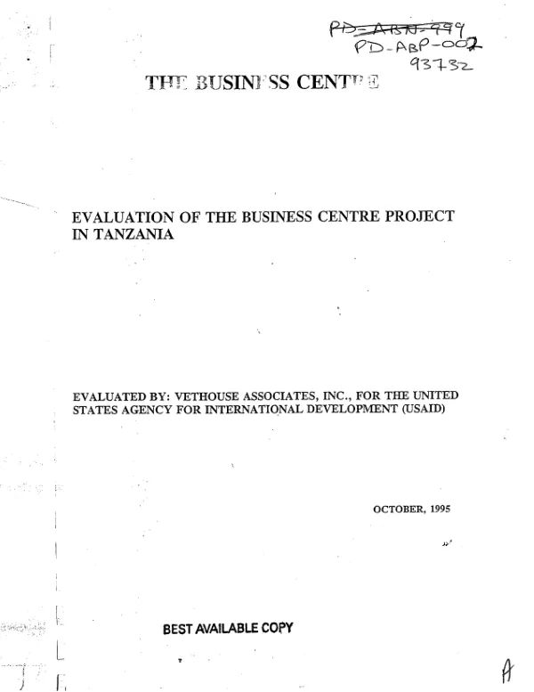 Evaluation of the Business Centre project in Tanzania