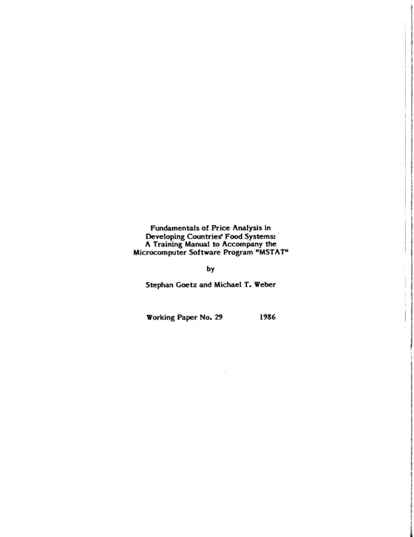 Fundamentals of price analysis in developing countries" food systems : a training manual to accompany the microcomputer software program `MSTAT"