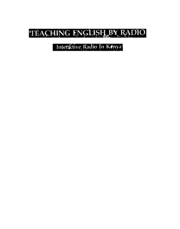 Teaching English by radio : interactive radio in Kenya