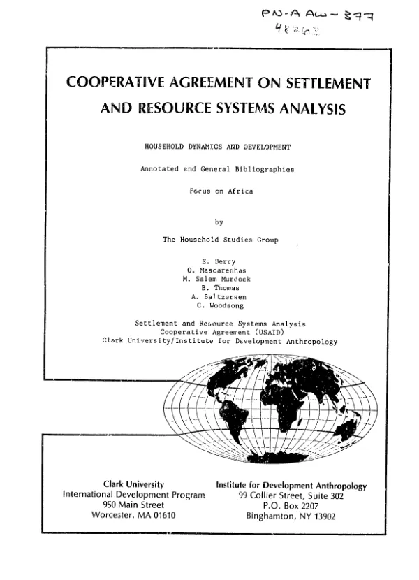 Household dynamics and development : annotated and general bibliographies, focus on Africa