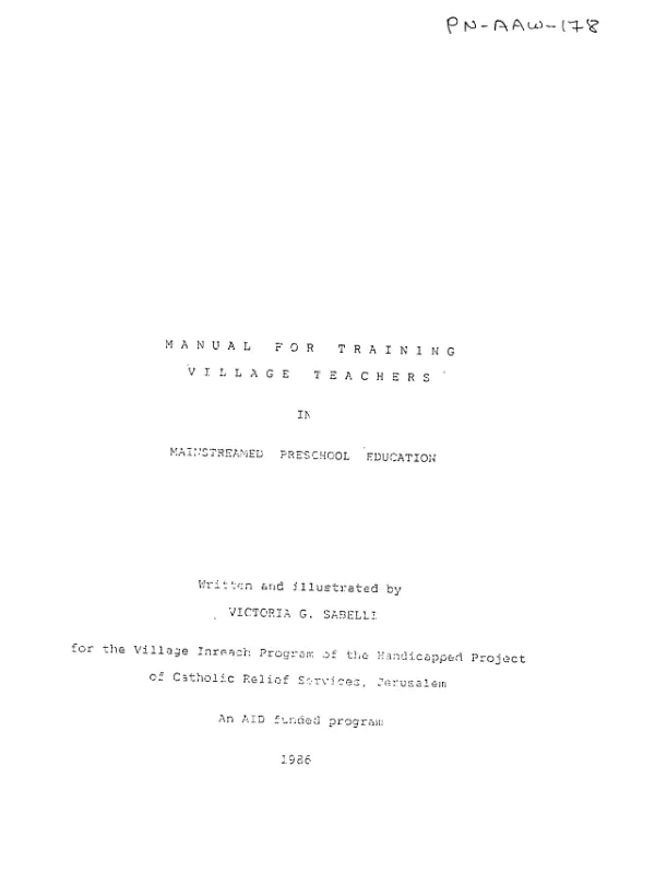 Manual for training village teachers in mainstreamed preschool education