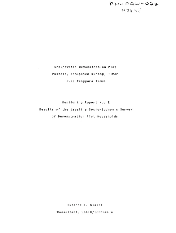Results of the baseline socio-economic survey of demonstration plot households