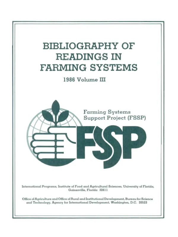 Bibliography of readings in farming systems, 1986 volume III