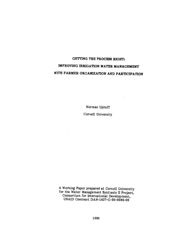 Getting the process right : improving irrigation water management with farmer organization and participation