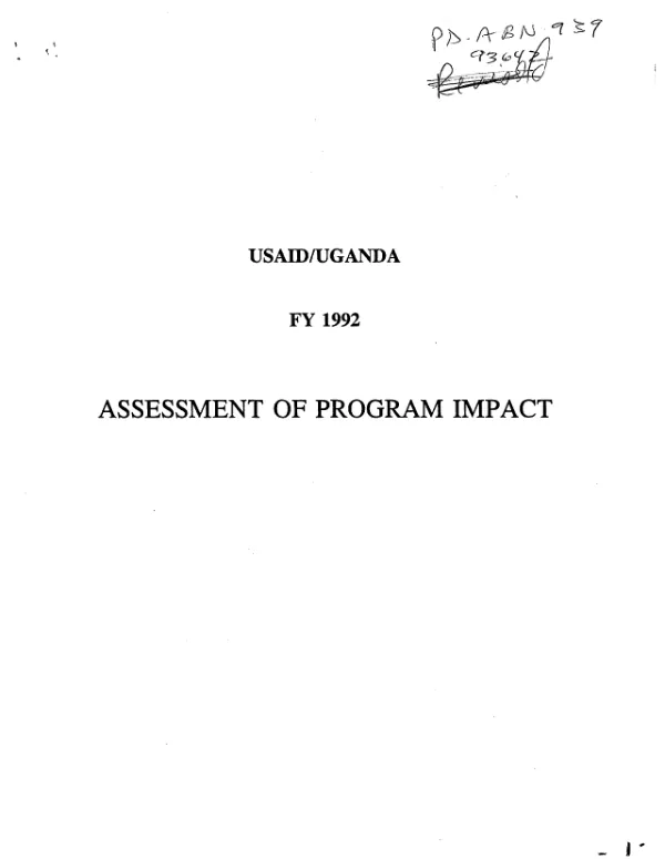 USAID/Uganda : FY 1992 assessment of program impact