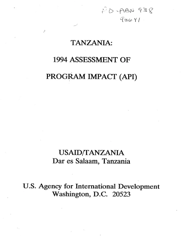 Tanzania : 1994 assessment of program impact [API]