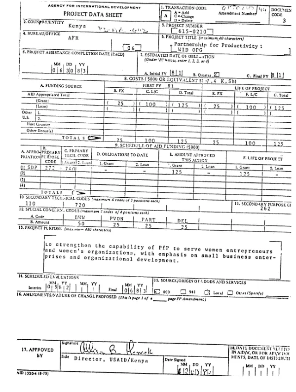 Evaluation of the AID 1983-1984 structural adjustment program in Kenya