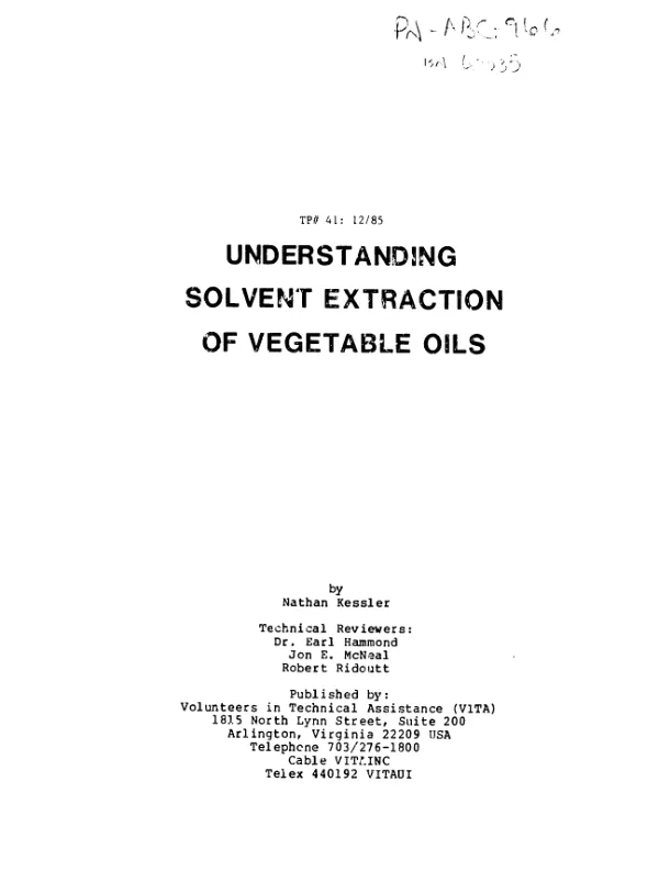Understanding solvent extraction of vegetable oils
