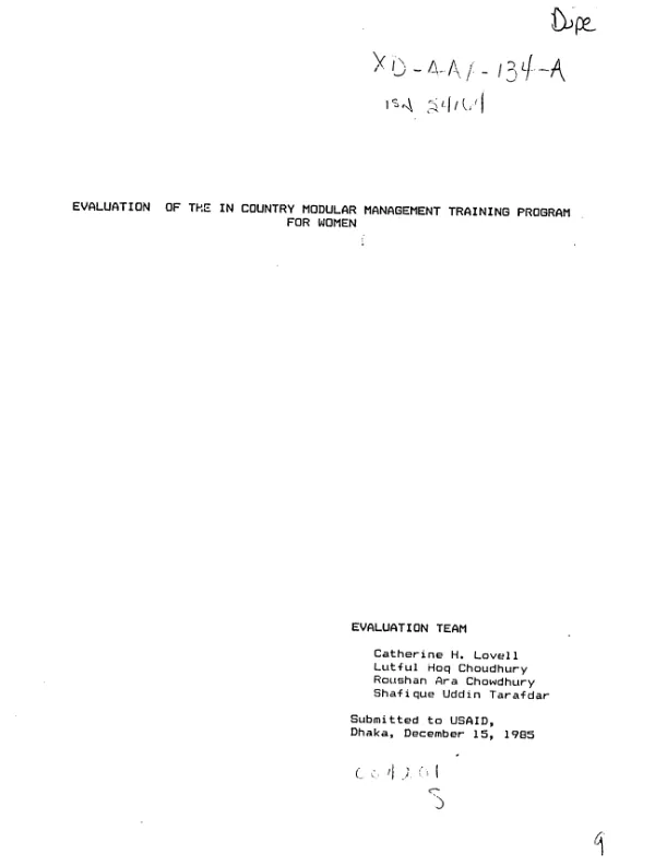 Evaluation of the in country modular management training program for women