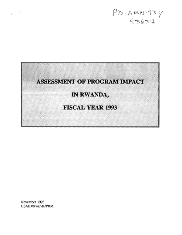 Assessment of program impact in Rwanda, fiscal year 1993