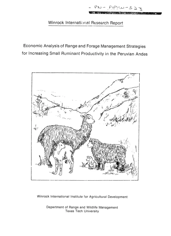 Economic analysis of range and forage management strategies for increasing small ruminant productivity in the Peruvian Andes