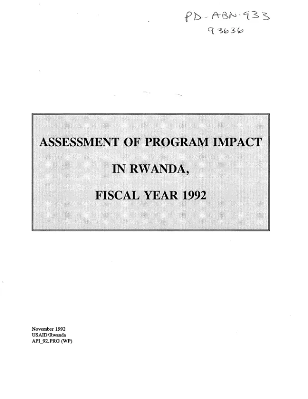 Assessment of program impact in Rwanda, fiscal year 1992