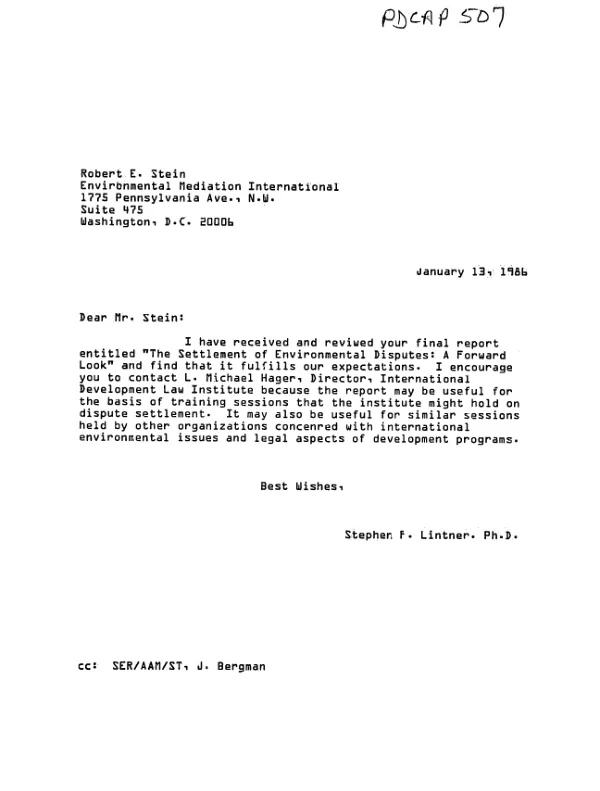 Settlement of environmental disputes : a forward look