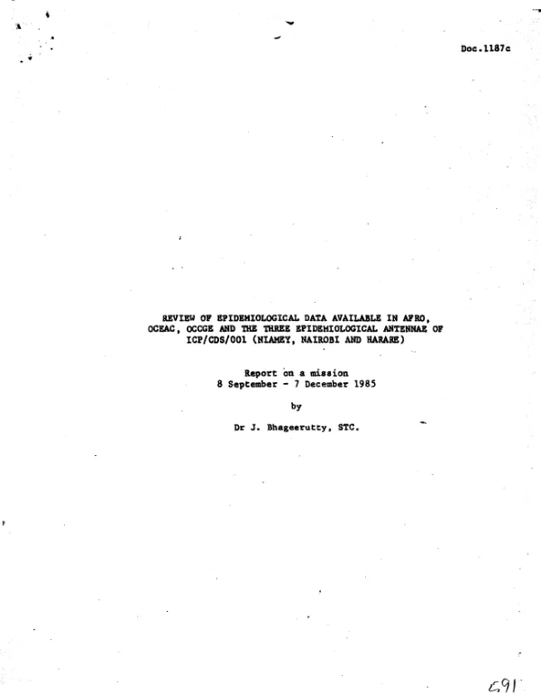 Review of epidemiological data available in AFRO, OCEAC, OCCGE, and the three epidemiological antennae of ICP/CDS/001 (Niamey, Nairobi, and Harare)