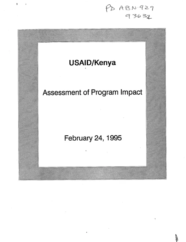USAID/Kenya : assessment of program impact [FY 95]