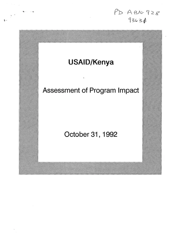 USAID/Kenya : assessment of program impact [FY 92]
