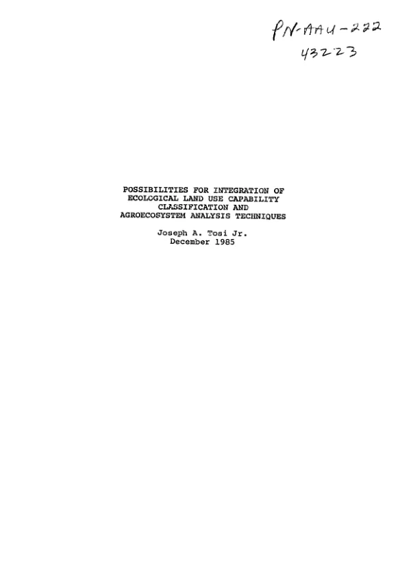 Possibilities for integration of ecological land use capability classification and agroecosystem analysis techniques