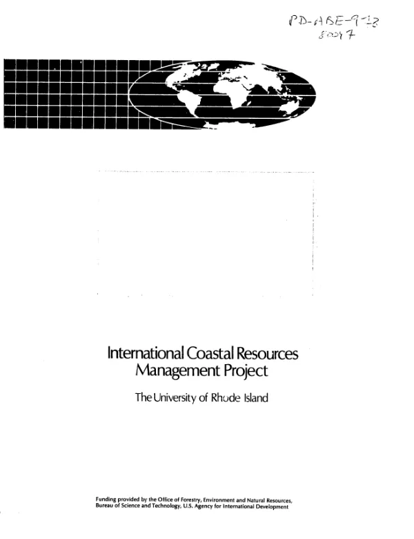 Memorandum of understanding : coastal resources management project, between the Government of Sri Lanka, acting through the Coast Conservation Department of the Ministry of Fisheries and the Government of the United States of America, acting through the Agency for International Development (AID), in cooperation with the University of Rhode Island (URI)
