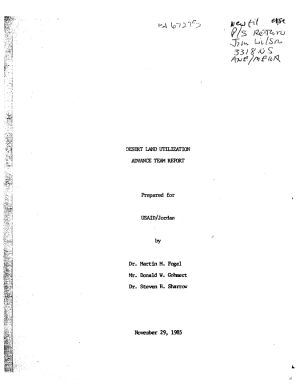 Desert land utilization : advance team report