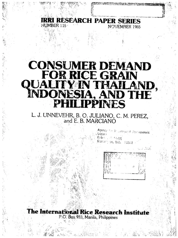 Consumer demand for rice grain quality in Thailand, Indonesia, and the Philippines