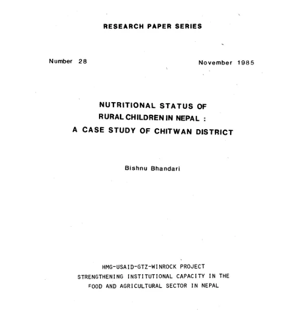 Nutritional status of rural children in Nepal : a case study of Chitwan district