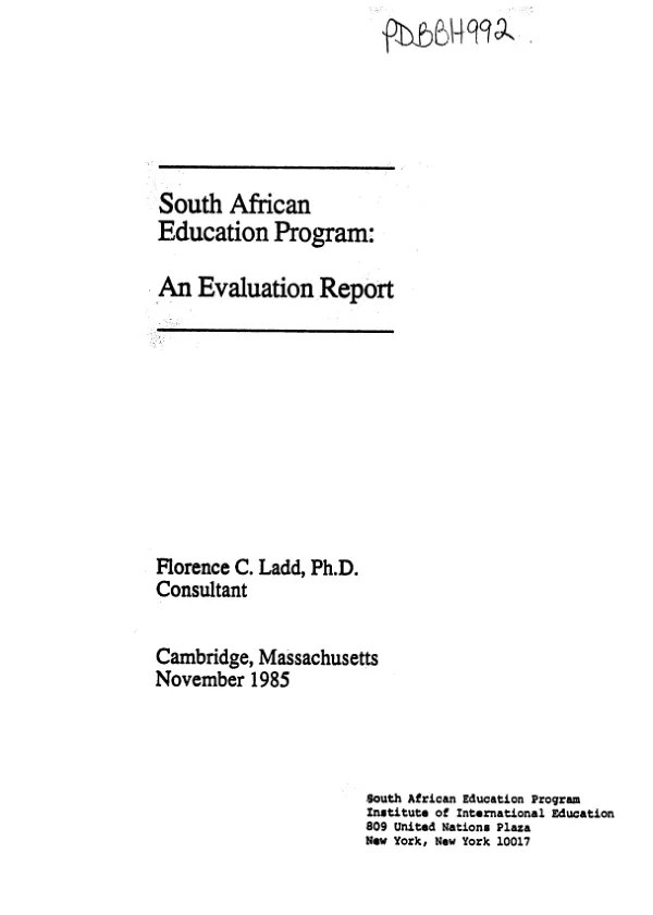 South African education program : an evaluation report