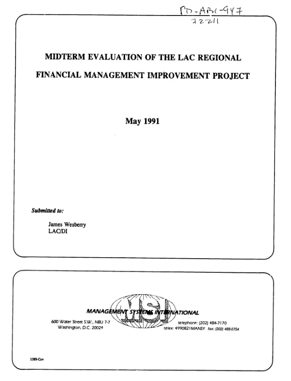 Midterm evaluation of the LAC regional financial management improvement project