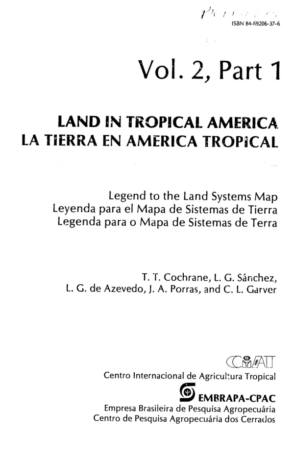Legend to the land systems map = Leyenda para el mapa de sistemas de tierra = Legenda para o mapa de sistemas de terra