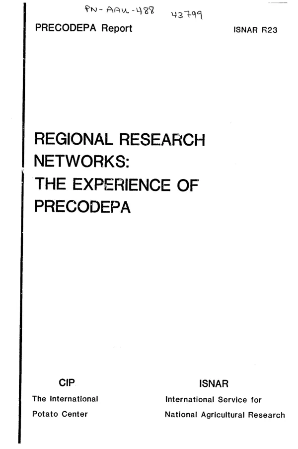 Regional research networks : the experience of PRECODEPA