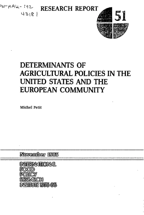 Determinants of agricultural policies in the United States and the European Community