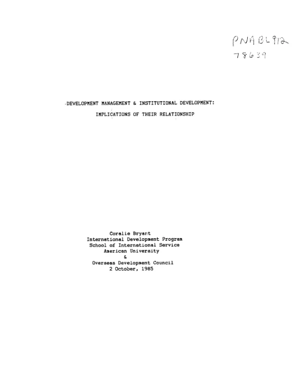 Development management and institutional development : implications of their relationships