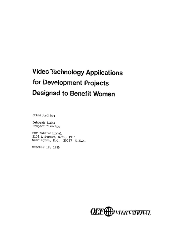 Video technology applications for development projects designed to benefit women