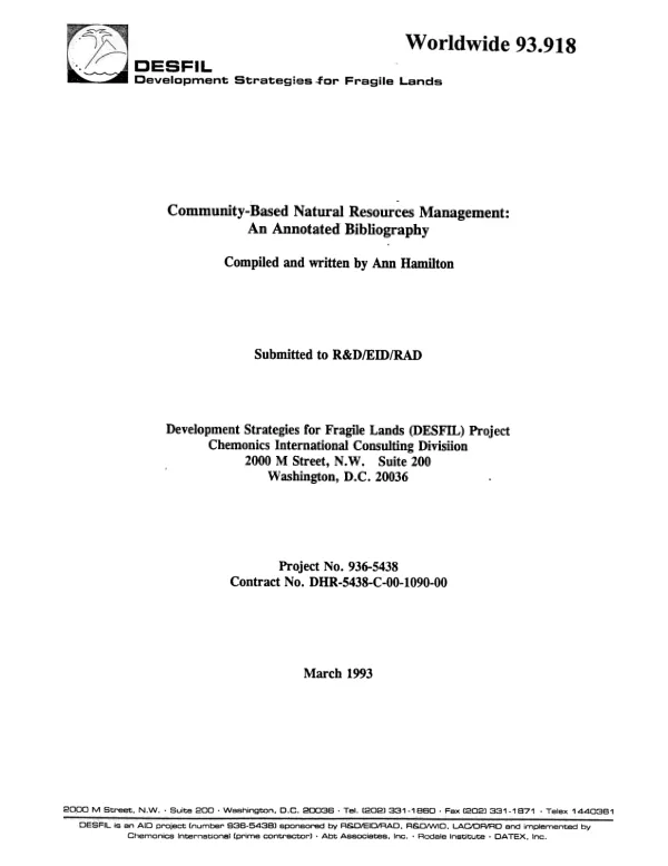 United States 1985 annual aid review : memorandum to the Development Assistance Committee