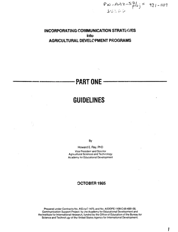 Incorporating communication strategies into agricultural development programs