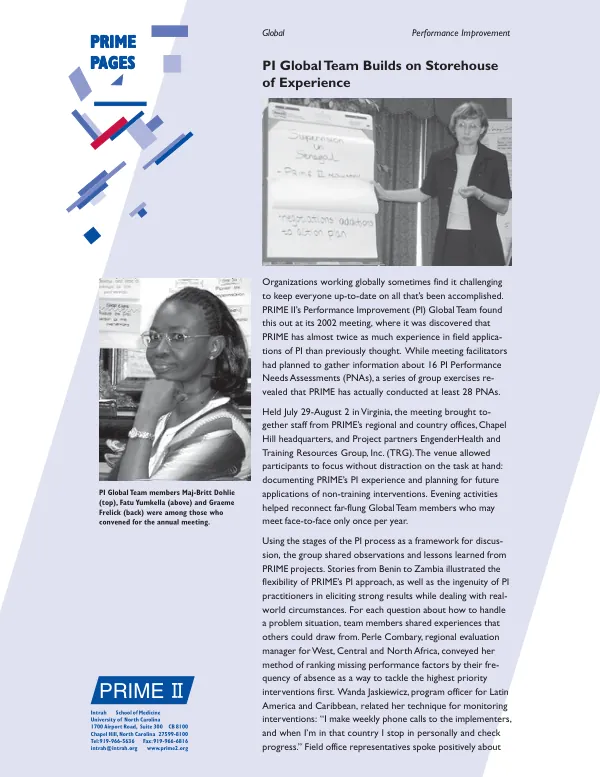 Global : performance improvement -- PI global team builds on storehouse of experience