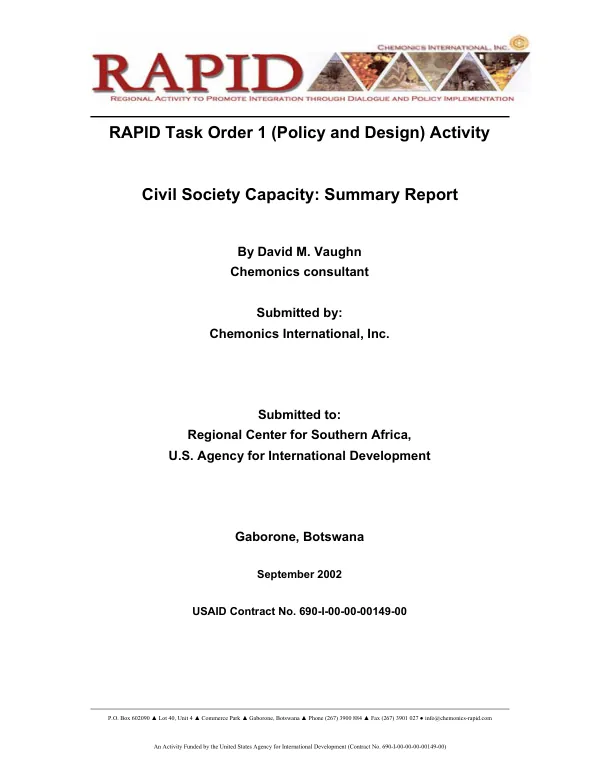Civil society capacity : summary report